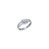Celtic Knotwork Solid White Gold Ring With Heart Gemstone WRI2308