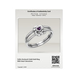 Celtic Knotwork Solid White Gold Ring With Heart Gemstone WRI2308