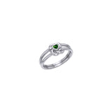 Celtic Knotwork Solid White Gold Ring With Heart Gemstone WRI2308