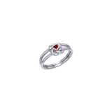 Celtic Knotwork Solid White Gold Ring With Heart Gemstone WRI2308