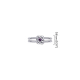 Celtic Knotwork Solid White Gold Ring With Heart Gemstone WRI2308