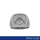 Masonic Solid White Gold Men Ring WRI2411