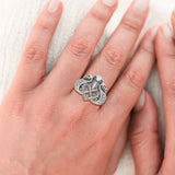 Triple Snake with Celtic Heart Solid Gold Ring GRI2567