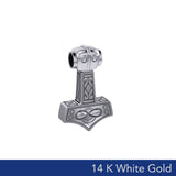 Infinity Thor's Hammer Solid 14K White Gold Slider Pendant WTP913