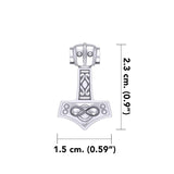 Infinity Thor's Hammer Solid 14K White Gold Slider Pendant WTP913