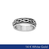 Celtic Knotwork 14K White Gold Spinner Ring WTR1693 - Jewelry