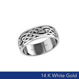 Celtic Knotwork 14K White Gold Spinner Ring WTR1757