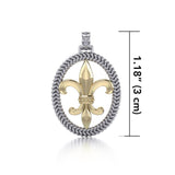 Crowned with Nobility and Spirituality ~ Fleur-de-Lis Braided  Silver with 14K Gold Accent Pendant MPD323