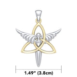 Trinity Knot Angel Silver with 14K Gold Accent Pendant MPD3268 - Jewelry