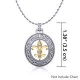 Celtic Knotwork Fleur-de-Lis Sterling Silver with 14k Gold Accent Pendant MPD336 by MPD336