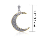 A night of the lunar promise ~ Celtic Knotwork Crescent Moon Sterling Silver with 14K Gold accent Pendant MPD4201 - Jewelry