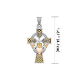 Celtic Cross and Irish Claddagh Three Tone Pendant OTP1704