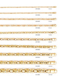 Solid 14K Yellow Gold Handmade Byzantine Chain Necklace, Sizes 3.0mm - 13.5mm