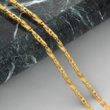 Solid 14K Yellow Gold Handmade Greek Key Link Chain Necklace, Sizes 5.5mm - 12mm