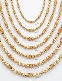 Solid 14K Yellow Gold Handmade Greek Key Link Chain Necklace, Sizes 5.5mm - 12mm