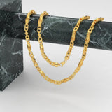 Solid 14K Yellow Gold Handmade Greek Key Link Chain Necklace, Sizes 5.5mm - 12mm