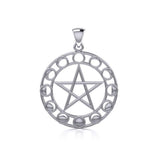 Phases of the Moon Pentacle Sterling Silver Pendant TP1038