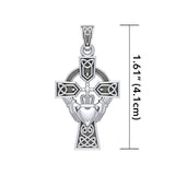 Celtic Cross and Irish Claddagh Sterling Silver Pendant TP1704
