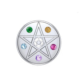 Five-Pointed Star Disc Sterling Silver Pendant With Gemstone TP3112