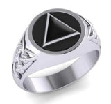 Celtic AA Symbol Silver Ring with Gemstone TR1020