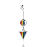 Rainbow Triangle belly button Silver body jewelry BJ024 - Jewelry