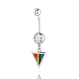 Rainbow Triangle belly button Silver body jewelry BJ024 - Jewelry
