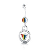 Rainbow Encircled Triangle Belly Button Body Jewelry BJ025 - Jewelry