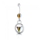 Rainbow Encircled Triangle Belly Button Body Jewelry BJ025