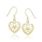 Flower Heart Solid Gold Earrings GER1127 - Jewelry