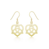 Heart with Trinity Knot Solid Gold Earrings GER1141