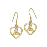 Celtic Heart Trinity Knot Solid Gold Earrings GER1292