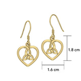 Celtic Heart Trinity Knot Solid Gold Earrings GER1292