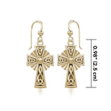 Modern Celtic Knotwork Cross Solid Gold Earrings GER1381 - Jewelry