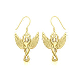 Winged Goddess Angel Solid Gold Earrings GER1922