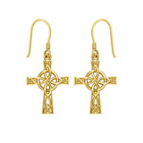 The Celtic Four Point Knot Cross Solid Gold Earrings GER1958