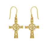 The Celtic Four Point Knot Cross Solid Gold Earrings GER1958
