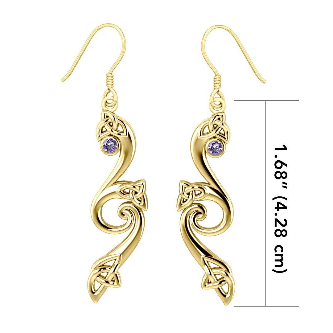 Modern Celtic Triskele Solid Gold Earrings GER570 - Jewelry