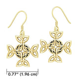 Celtic Knotwork Cross Solid Gold Earrings GER710 - Jewelry