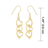 Triple Heart Solid Gold and Gold Earrings GER966
