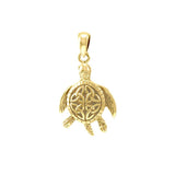 Celtic Sea Turtle 14K Yellow Gold Pendant GPD082