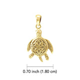 Celtic Sea Turtle 14K Yellow Gold Pendant GPD082