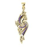 Modern Celtic Knotwork Solid Gold with Gemstone Pendant GPD1272 - Jewelry
