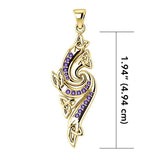 Modern Celtic Knotwork Solid Gold with Gemstone Pendant GPD1272 - Jewelry