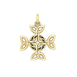Celtic Knotwork Cross Solid Gold Pendant GPD1816
