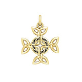 Celtic Knotwork Cross Solid Gold Pendant GPD1816 - Jewelry