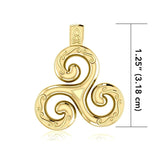 Modern Celtic Triskele Solid Gold Pendant GPD1818 - Jewelry