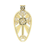 Large Celtic Knotwork Cross Solid Gold Pendant GPD1821 - Jewelry