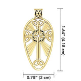 Large Celtic Knotwork Cross Solid Gold Pendant GPD1821 - Jewelry