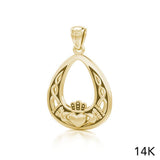 Celtic Knotwork Claddagh Solid Gold Pendant GPD3034 Hands Heart Crown Friendship Jewelry by GPD3034