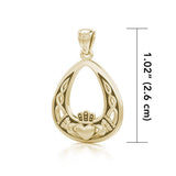 Celtic Knotwork Claddagh Solid Gold Pendant GPD3034 Hands Heart Crown Friendship Jewelry by GPD3034
